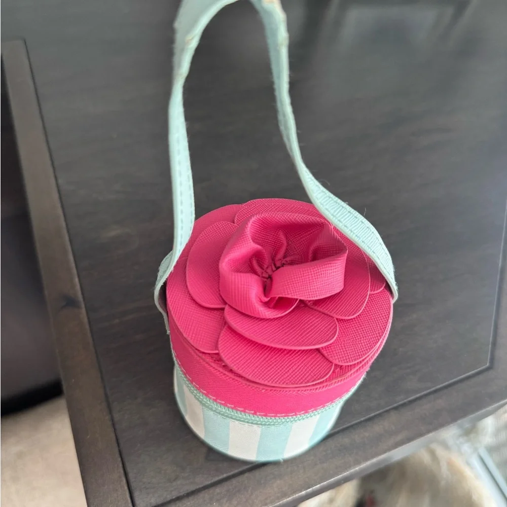 Pink and Mint Striped Round Child’s Purse Handbag